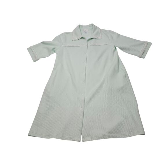 Cabernet Women's Mint Green Granny core Snap Robe Cottagecore Housecoat  L - Picture 3 of 13